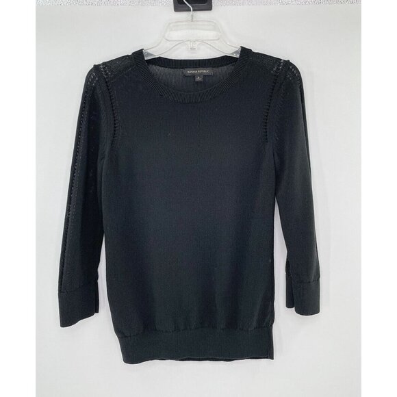 Banana Republic Black Knitted Long Sleeve Pullover Sweater Size‎ S, Nylon Blend - Picture 1 of 8